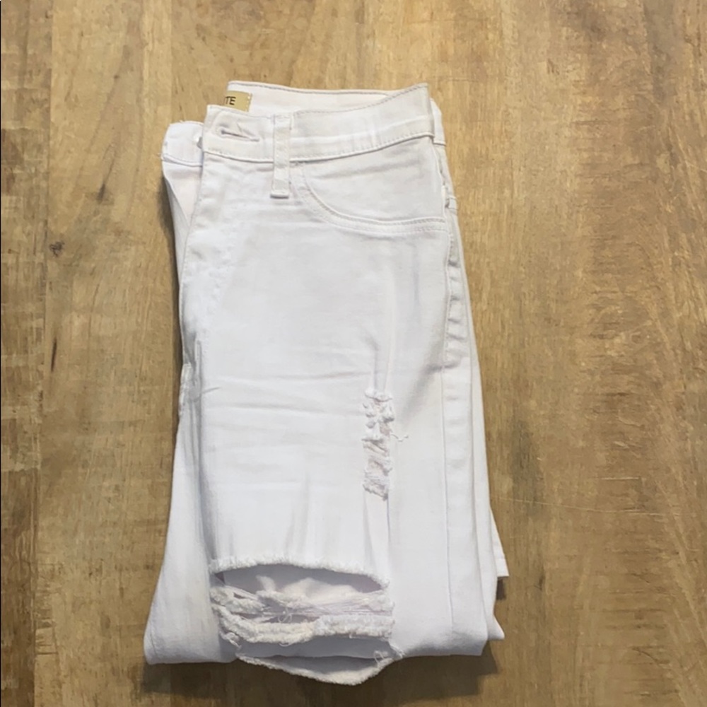 White, higher rise jeans